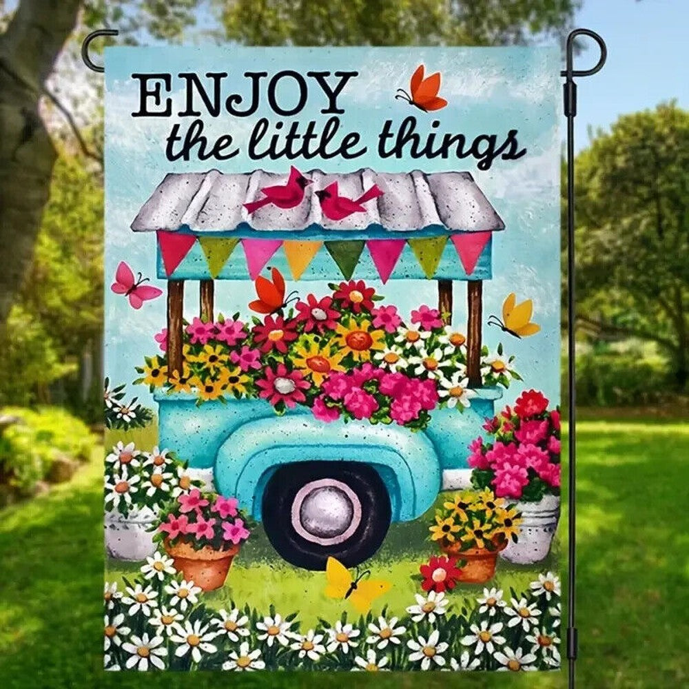 Enjoy The Little Things Colorful Burlap Garden Flag Double-Sided 12" x 18" NEW! Home & Garden:Yard, Garden & Outdoor Living:Décor:Flags Style Your Walls